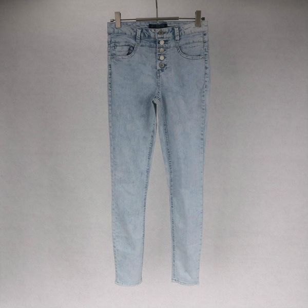 

women's jeans high waist spring women fashion slim water wash pencil style casual skinny female 5 button vintage denim bottom pants, Blue