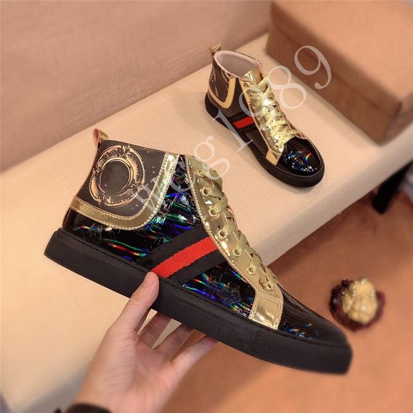 

2021 new men's high shoes noble temperament leather high shoes gold black white beautiful men's casual shoes