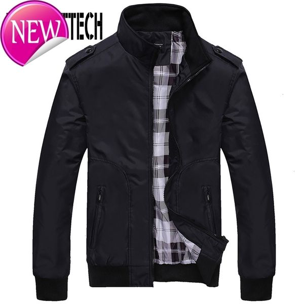

spring autumn thin men's jacket youth stand collar mens jackets and coats air force flight bomber jacket baseball coat outwear, Black