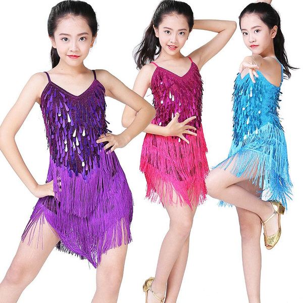 

stage wear children latin dance dress girls ballroom competition dresses kids salsa /tango / cha rumba performance outfits, Black;red