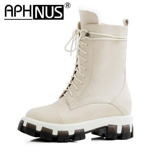 

aphnus womens boots short ankle booties flats platforms trifle woman 2020 shoes for women new boot, Black