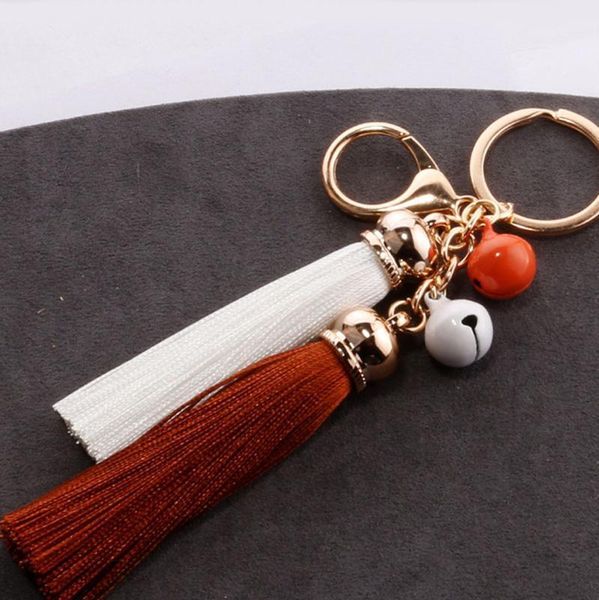

new fashion tassel key chain with bell cute tassel key chain bag accessory silk tassels car key ring fringe jewelry qs1825 h jlltfi