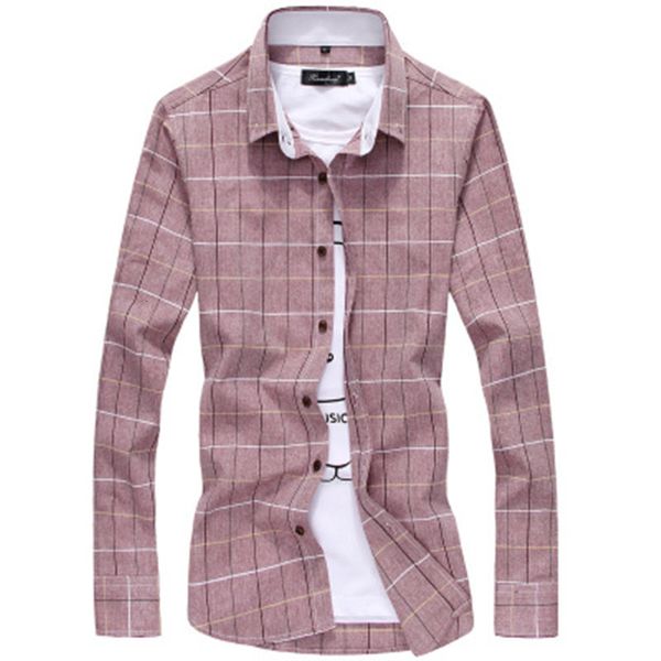 

left rom 2019 men's pure cotton leisure plaid long-sleeve shirts/male slim fit lapel business shirts large size s-5xl, White;black