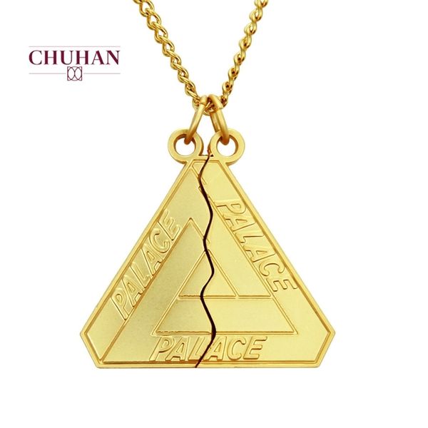 

chuhan new hip hop original trianglographic letter pendant popular simple long titanium steel necklace men women gift j124 201013, Silver