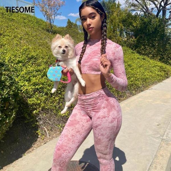 

tiesome tie dye two pieces women clothes summer autumn women sets hollow out with pants 2020 long sleeve tee and pants1, Gray