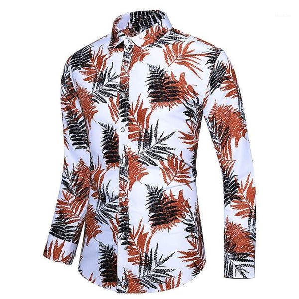 

men's casual shirts 2021 -5xl men plus size fashion summer printed buttons long sleeve hawaiian shirt blouse drop ship july301, White;black