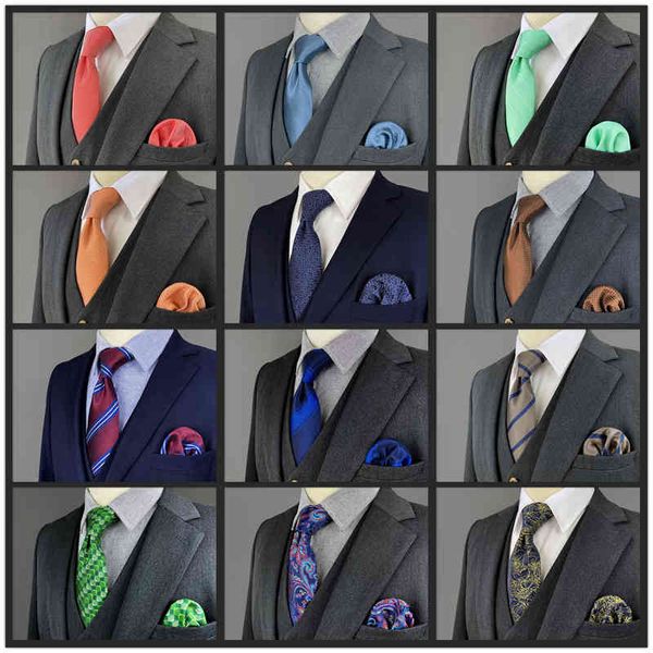 

blue green necktie set for men tie with pocket square handkerchief pink luxury striped wedding guest gift christmas solid dots y1229, Blue;purple