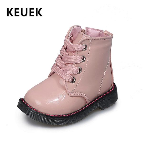 

осень зима kids snow boots детские ботильоны мальчиков девушки сапоги унисекс pu кожаные ботинки для детей снегоступы 050 jllifm mx_home, Black