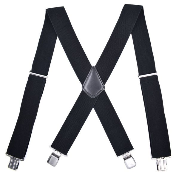 

suspenders men 5cm wide adjustable four clip-on x- back elastic black red grey heavy duty braces suspenders mens, Black;white