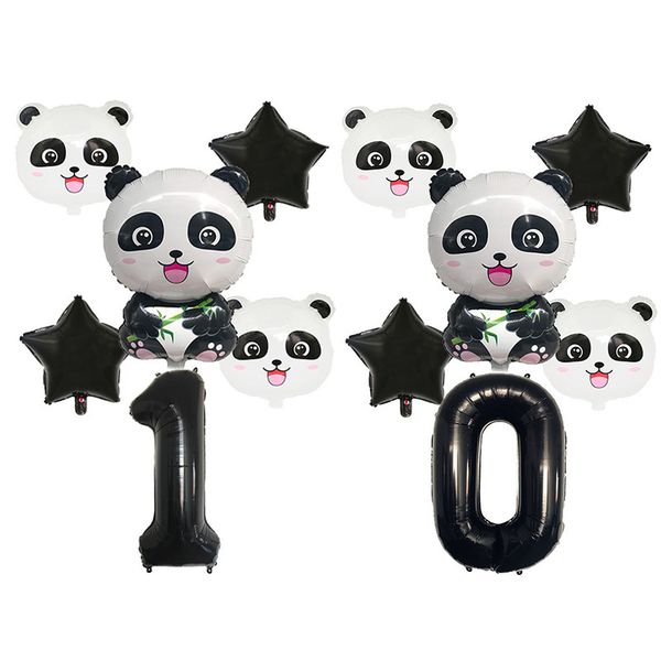 

cartoon foil balloons set birthday decoration animal panda 32 inch black number balloon jungle party kids toys