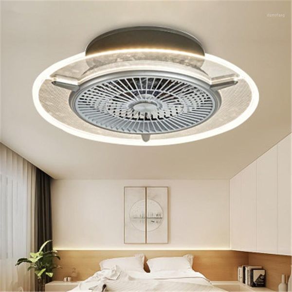

modern style invisible diningroom led ceiling fan light creative circular livingroom study led fan light with remote control1