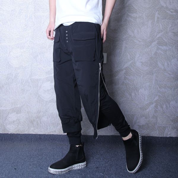 

2021 new popular type custom unique counterfeit seam two-piece haren slacks with wide legs ixqd, Black