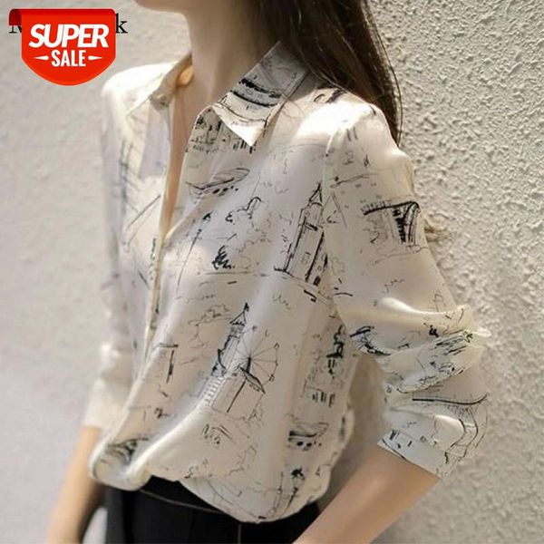 

autumn plus size long sleeve chiffon blouse women 2021 loose print women shirts blouses cardigan white shirt blusas 10315 #f59q