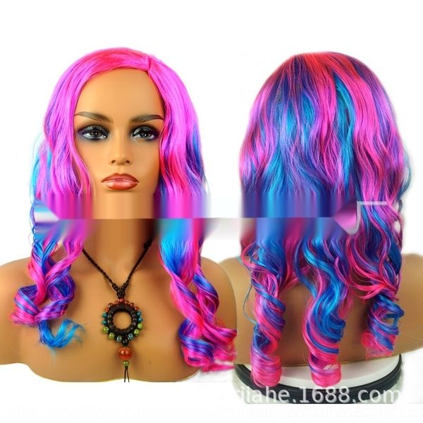 

pstdc colorful wavy wig enlhx up descendant cosplay activity props halloween headgear prop headdress wig headdress anime
