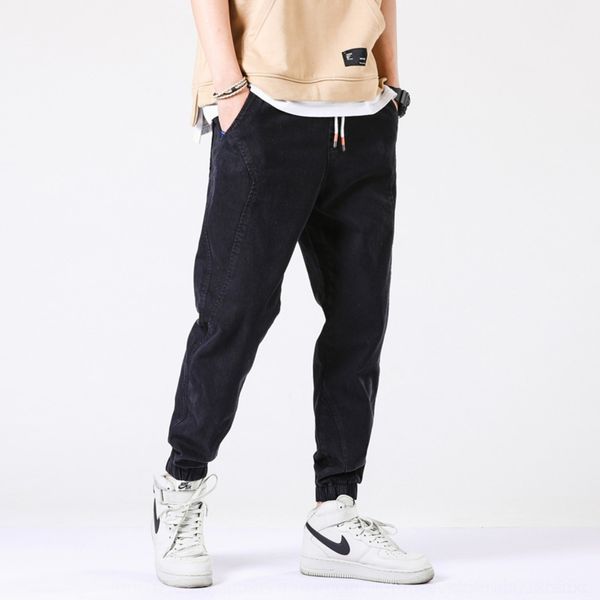 

dwiwr spring overalls casual color pocket men's straight overalls student kmit trendy brand wear casual pants solid loose ankle-length, Blue