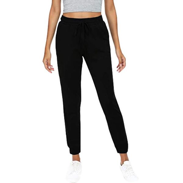

women's casual jogging pants pocket straight leg sweatpants full length pants high waistwide leg loose female black trousers @40, White;red