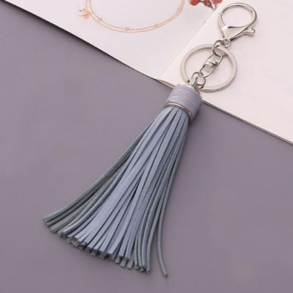 

casual leather tassels women keychain bag pendant alloy car key chain ring holder retro jewelry llavero gl5004 h bbyajh, Silver