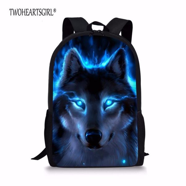 

twoheartsgirl wolf print schoolbags for children cool student kids bookbags infantil animal teenager girls school bag
