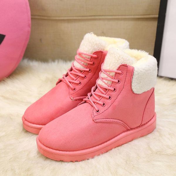 

осень зима высокого качества womne зимние снежные ботинки новые снежные ботинки для девушки средние трубки дамы плоские лодыжки, Black