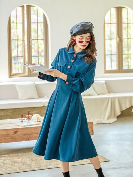 

afbbj весна талия dress2020 длинных новый продукт закрытия павлина синего dressdress юбки французской длиной средней талия рукав платье xhyn, Black;gray