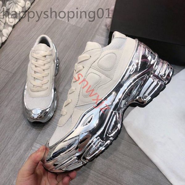 

2021 men shoes sneaekers raf simons oversized sneaker ozweego womens shoes in metallic silver sole rs sport trainer, Black