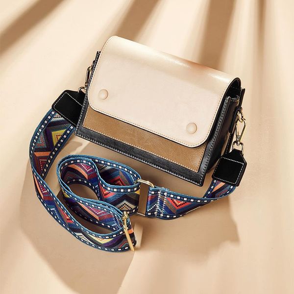 

new fashion women's leather bags fashion broadband shoulder/crossbody bag all-match contrasting color square sling bag