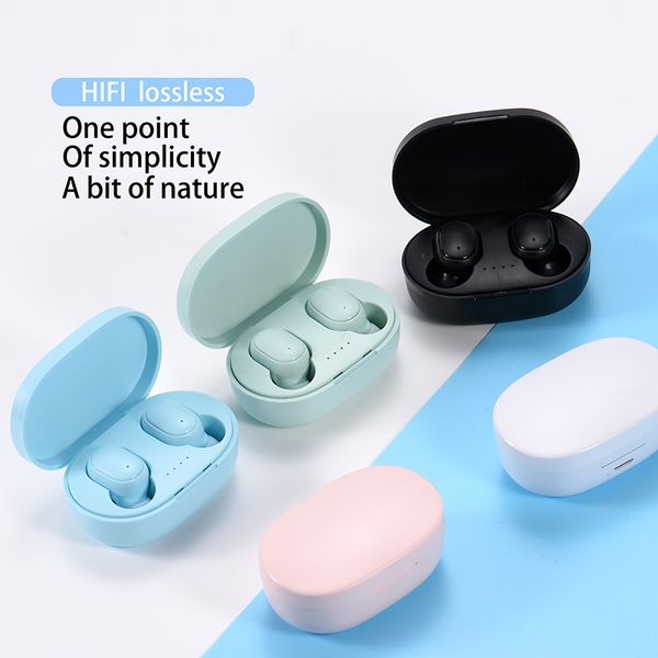 

a6s pro tws bluetooth earphone wireless headphone stereo headset sport earbuds microphone with charging box for smartphone macaron girl gift