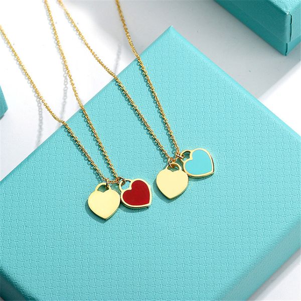 

2022 brand original jewelry designer necklace blue enamel gold love pendant women's personality simple high-end sweater chain, Silver