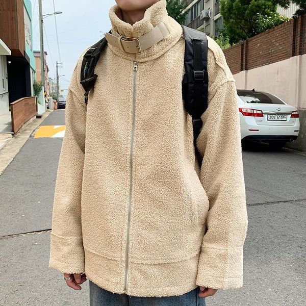 

has quality 2020 new port of qiu dong outfit men loose cotton youth contracted wind letter lambs wool coat1, Black