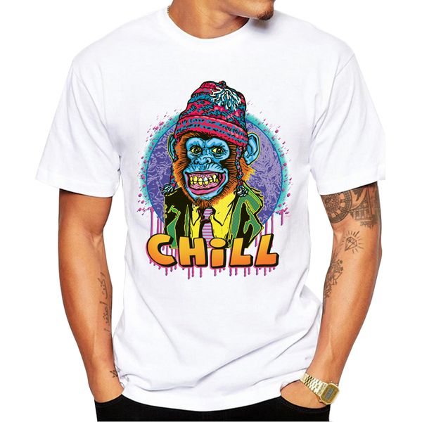 

2018 chimp in suit and beanie says chill fashion monkey print summer cool breathable hipster sport hooded sweatshirt hoodie t shirt