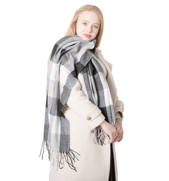 

fashion scarf autumn and winter new british college style large plaid scarf male and female students couple plaid scarf air conditioning bib, Blue;gray