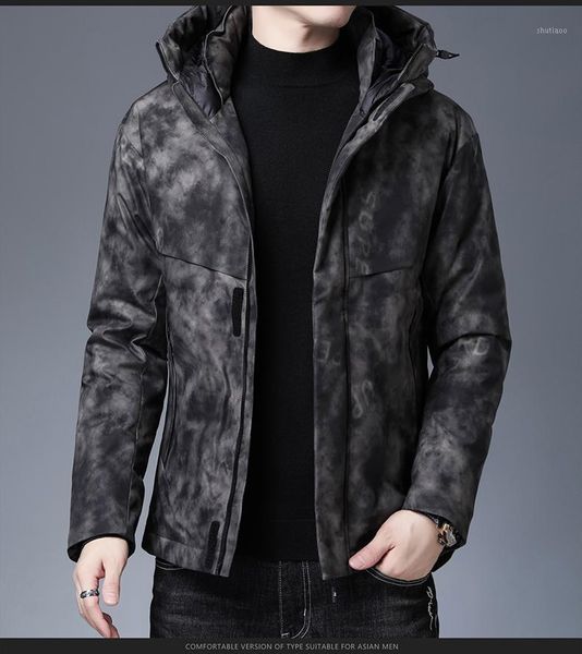 

winter men's down jacket young and middle-aged hooded warm men's korean casual short coat1, Black