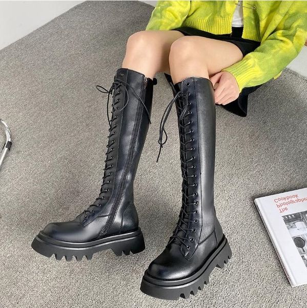 

women boots winter snow booties black increase long tube womens fashion motorcycle boot leather shoes size 35-40 10