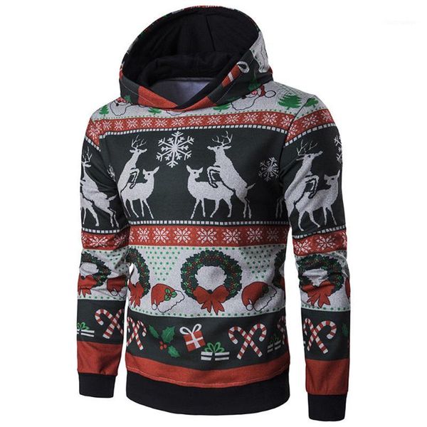 

brand new mens winter warm christmas hoodie xmas male sweatshirt outwear pullover1, Black