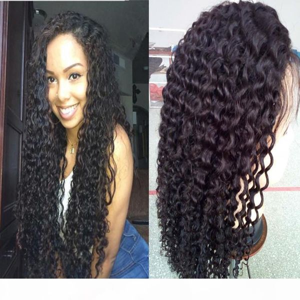 

selling deep curly brazilian virgin human hair full lace wig glueless & front lace wig for african americans, Black;brown
