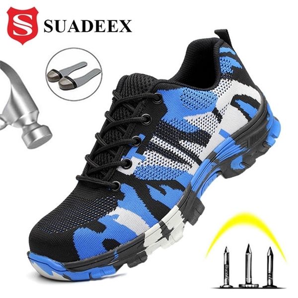

suadeex steel toe shoes women breathable indestructible anti-smashing work safety boot men plug size 48 y200915, Black;brown