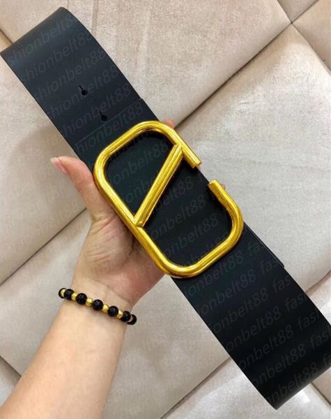 

womens mens belts leather black red woman big gold buckle women classic casual belt ceinture with box width 7.0cm, Black;brown