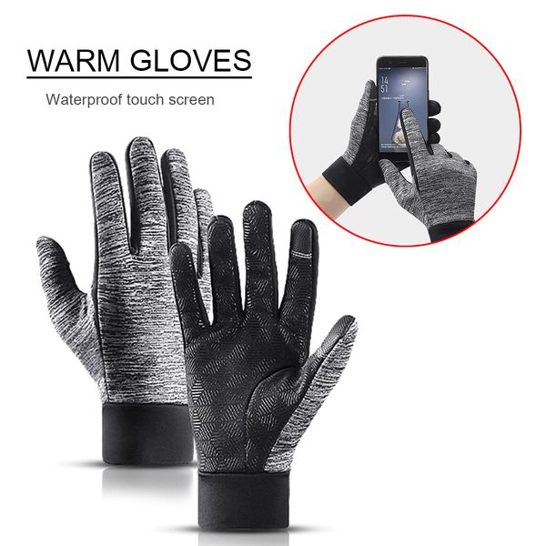 

winter warm waterproof fleece outdoor 1 pair touch screen skiing gloves biking portabledustproof cycling parts, Blue;gray