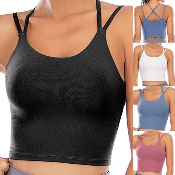 

sports bra women fitness seamless yoga underwear running yoga gym crop women push up chest pad movement sport bra vest, White;black