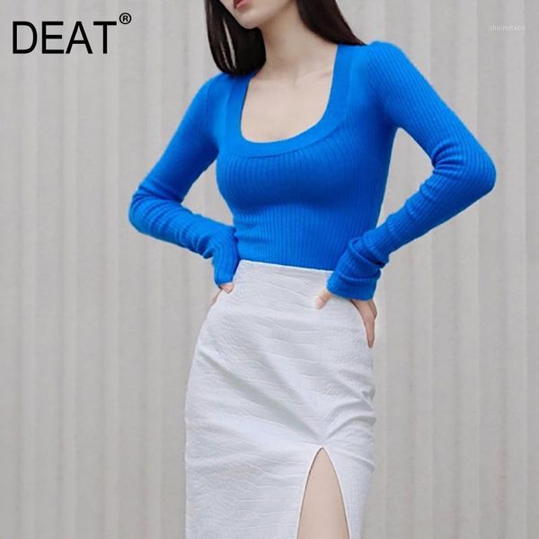 

deat early autumn new large round neck elastic slim knit shirt long sleeve fashion pullover base shirt1, White;black