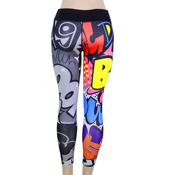 

spring autumn women's leggings fashion jeggings women's digital printing cartoon leggings comic hips pushing high leggings#jy, Black