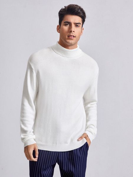 

men turtle neck solid sweater o8co#, White;black