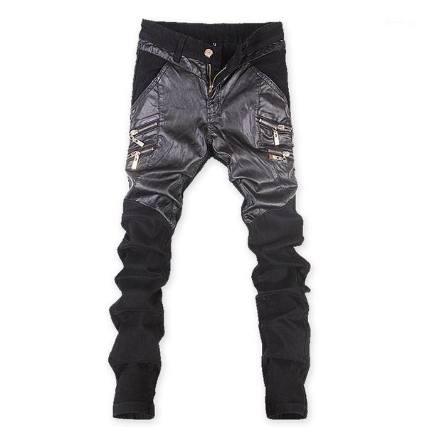 

high fashion men 2016 jeans mens pu denim jeans for men black italian1, Blue