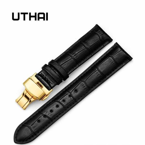 

uthai z06 double click elastic butterfly buckle strap cowhide dermal 14/16/18/19/20/21/22 /24mm wristwatch uthai z06 wmtmhl bdesybag, Black;brown