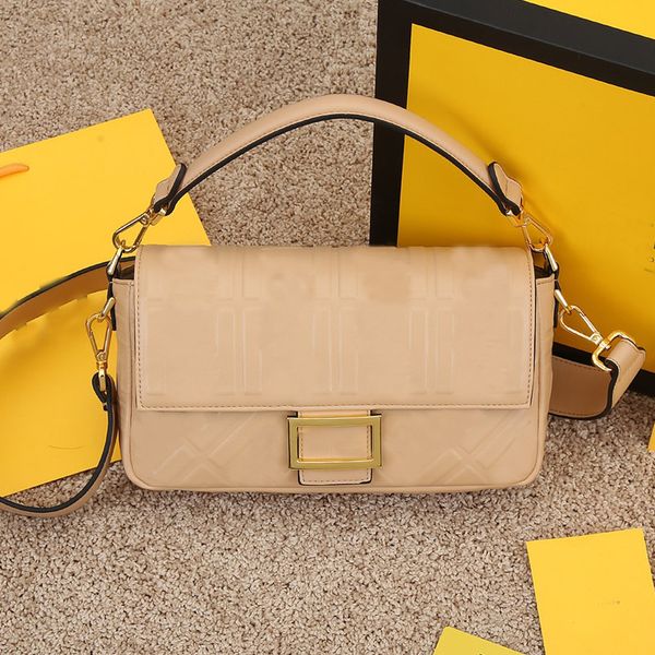 

crossbody bag flap handbag baguette purse embossed letter shoulder bags genuine leather magnetic hasp detchable strap handle totes women han