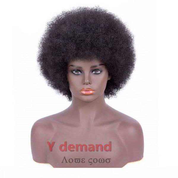 

fashion afro kinkly curly wigs synthetic wig for black women natural color high temperature fiber in stock