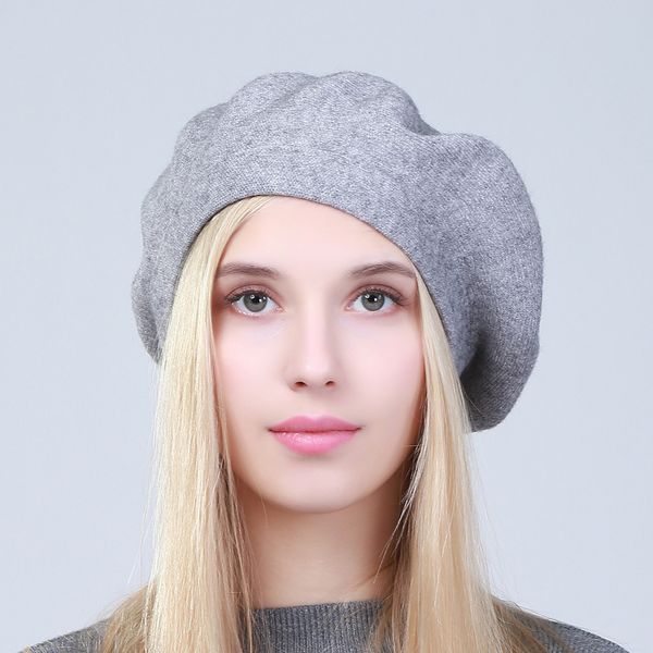 

geebro женщины французского hat берет весну причинной plain black knit wool береты для даст вязаный artist берет cap шляп для женщин 201012, Blue;gray