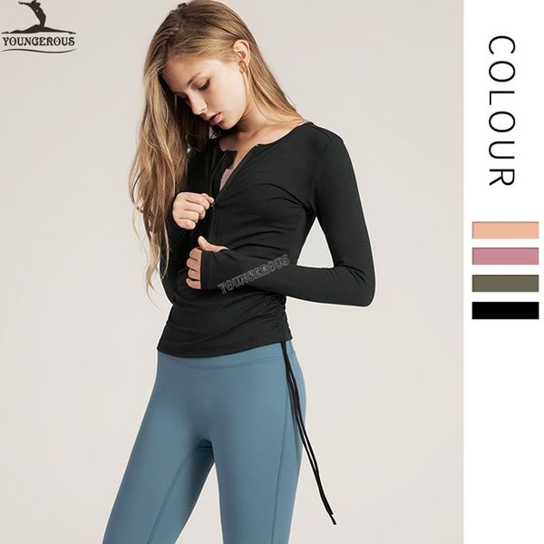 

long sleeve crop women gym yoga yoga wear suit slimming sport shirt, White;red