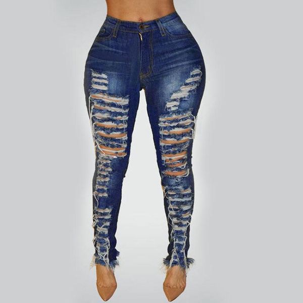 

women's jeans european and american personalized 2021 sales of pencil, Blue