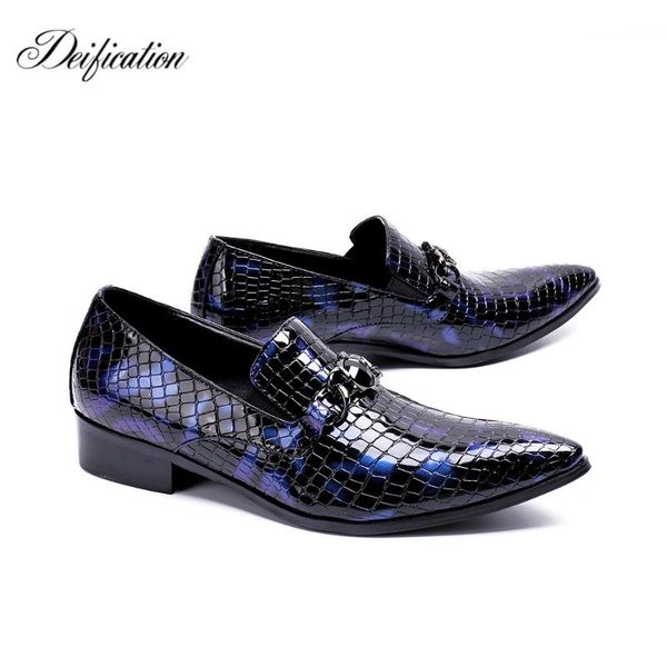 

deification plus size 47 classic metal decor men genuine leather oxfords pointy toe business leather formal shoes party flats, Black